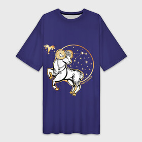 Платье-футболка 3D с принтом Овен по гороскопу Aries 3D ,  |  | ariies | баран | барашек | гороскоп | овен | овечка | овца | с овном