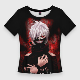 Женская футболка 3D Slim с принтом Tokyo Ghoul Токийский Гуль Who am I ,  |  | anime | dead inside | ghoul | kaneki | ken | tokyo | аниме | анимэ | гранж | гуль | дед инсайд | канеки | кен | мульт | надпись | полосы | самурай | символ | тамура | токио | узоры | япония