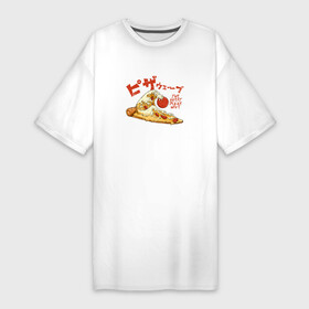 Платье-футболка хлопок с принтом The Great Pizza Wave ,  |  | anime | азия | аниме | большая волна | большая волна в канагаве | вкусный | вкусняшка | волна | еда | иероглиф | искусство | китай | корея | пицца | япония | японский