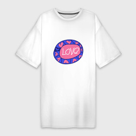 Платье-футболка хлопок с принтом Love badge ,  |  | badge | hearts | love | круг | любовь | сердечки | сердца