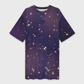 Платье-футболка 3D с принтом Звездное ночное небо. Галактика. Космос. ,  |  | блестки | вселенная | галактика | день космонавтики | желтый | звездное небо | звезды | звезды в космосе | звезды на небе | золото | золотой | космические просторы | космос | ночное небо | ночь | свет