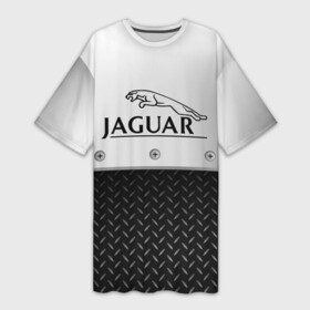 Платье-футболка 3D с принтом Jaguar Ягуар Сталь ,  |  | c x17 | c x75 concept | c xf | cars | e pace | f pace | jaguar | land | r d6 | r2 | r3 | r4 | r5 | rover. r1 | xkr 75 | авто | автомобиль | лого | машина | тачка | эмблема | ягуар