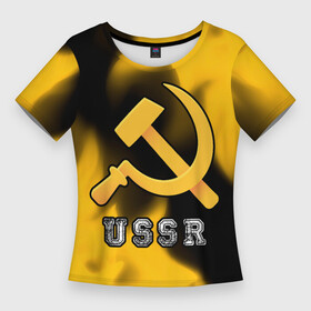 Женская футболка 3D Slim с принтом USSR  СЕРП И МОЛОТ  Пламя ,  |  | made | russia | ussr | ветеран | герб | ленин | огонь | орел | пламя | победа | родина | рожден | рожденный | россия | русский | сборная | сделан | сделано | серп и молот | символ | символы | советский | союз | ссср