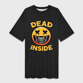 Платье-футболка 3D с принтом Дед Инсайд Смайл ,  |  | dead | face | ghoul | inside | monster | skull | smile | true | zxc | внутри | гуль | дед | инсайд | лицо | мертвый | монстр | смайл | улыбка | череп | чудовище