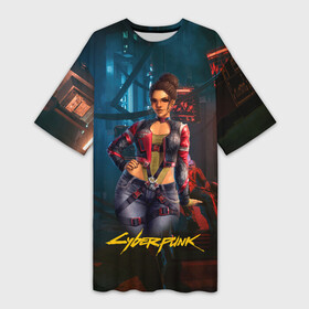 Платье-футболка 3D с принтом Panam sexy cyberpunk2077 18+ ,  |  | 2077 | cyberpunk | cyberpunk 2077 | judy | night city | vi | ви | джуди | жуди | кибер | киберпанк | найтсити | панк