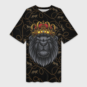 Платье-футболка 3D с принтом Король лев Black ,  |  | black | король | король лев | лев | львенок | львица | черный лев