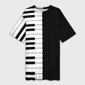 Платье-футболка 3D с принтом Черно Белое Пианино (Piano) ,  |  | clavichord | grand piano | harpsichord | octaves | piano | spinet | бетховен | звук | клавесин | клавиатура | клавикорд | клавиши | классическая музыка | моцарт | музыка | музыкальный инструмент | музыкант | октавы | пальцы