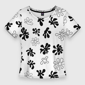 Женская футболка 3D Slim с принтом Кляксы краски ,  |  | белый | брызги | клякса | краска | пятна | пятно | черно белый | черный