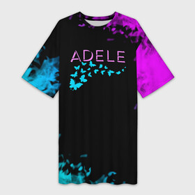 Платье-футболка 3D с принтом adele neon ,  |  | 21 | adele | easy on me | hello | live | music | music video | pop | rolling in the deep | set fire to the rain | skyfall | someone like you