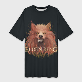 Платье-футболка 3D с принтом Алый волк из Elden Ring ,  |  | elden ring | red wolf of radagon | академия райи лукарии | босс в игре | елдон ринг | красный волк | радагон