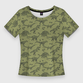 Женская футболка 3D Slim с принтом Динозавры  (Dinosaurs) ,  |  | dinosaur | dinosaur era | pangolin | predator | pterodactyl | reptile | reptiloid | the dragon | the serpent | tyrannosaurus | динозавр | дракон | ледниковый период | птеродактиль | тираннозавр | хищник | эра динозавров | ю