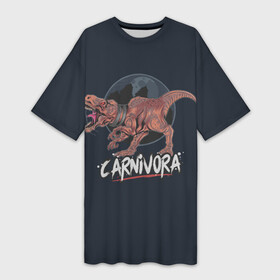 Платье-футболка 3D с принтом Carnivora (Хищник) ,  |  | dinosaur | dinosaur era | pangolin | predator | pterodactyl | reptile | reptiloid | the dragon | the serpent | tyrannosaurus | динозавр | дракон | ледниковый период | птеродактиль | тираннозавр | хищник | эра динозавров | ю