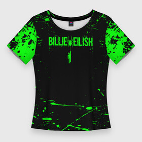 Женская футболка 3D Slim с принтом билли айлиш  billie eilish. ,  |  | be | billie | billie eilish | blohsh | ghoul | билли | билли айлиш