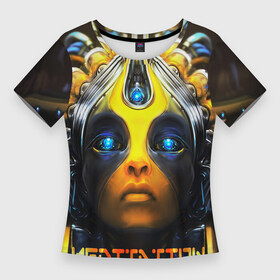 Женская футболка 3D Slim с принтом meditation 2022 ,  |  | alien | handeyework | meditation | ufo | арт | био робот | будущее | веган | глаза | детские | дух | душа | лицо | медитация | нло | пришелец | робот | с надписью | с роботом | с текстом | уфо | фентази | энергия