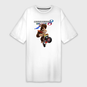 Платье-футболка хлопок с принтом Mario Kart 8 Deluxe  Donkey Kong ,  |  | boomerang | gorilla | hero | mario | motorcycle | video game | бумеранг | видеоигра | герой | горилла | марио | мотоцикл