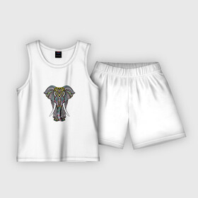 Детская пижама с шортами хлопок с принтом Indian elephant ,  |  | elephant | indian | mandala | yoga | инди | индийский | орнамент | слон