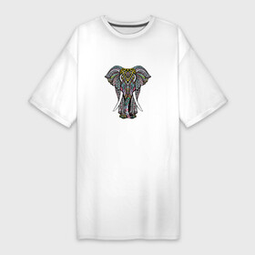 Платье-футболка хлопок с принтом Indian elephant ,  |  | elephant | indian | mandala | yoga | инди | индийский | орнамент | слон
