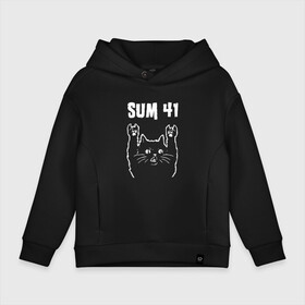 Детское худи Oversize хлопок с принтом SUM41 РОК КОТ , френч-терри — 70% хлопок, 30% полиэстер. Мягкий теплый начес внутри —100% хлопок | боковые карманы, эластичные манжеты и нижняя кромка, капюшон на магнитной кнопке | rock | sum 41 | sum forty one | sum41 | музыка | панк | панк рок | рок | рок кот | роккот | сам 41