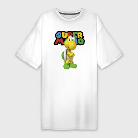 Платье-футболка хлопок с принтом Koopa Troopa  Super Mario ,  |  | eyes | flight | hero | koopa troopa | turtle | video game | wings | видеоигра | герой | глаза | крылья | полёт | черепаха