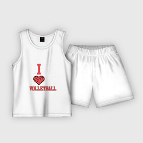 Детская пижама с шортами хлопок с принтом Live Love Volleyball ,  |  | Тематика изображения на принте: game | love | sport | volley | volleyball | волейбол | волейболист | волейболистка | игра | люблю | мяч | спорт | спортсмен | тренер