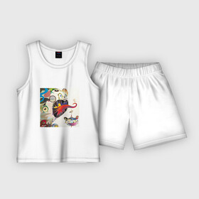 Детская пижама с шортами хлопок с принтом Little white ТМ ,  |  | Тематика изображения на принте: artist | colors | flowers | japanart | takashi | искусство | картины | художник