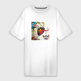 Платье-футболка хлопок с принтом Little white ТМ ,  |  | Тематика изображения на принте: artist | colors | flowers | japanart | takashi | искусство | картины | художник