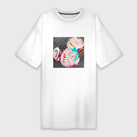 Платье-футболка хлопок с принтом Mood TM ,  |  | Тематика изображения на принте: art | artist | colors | flowers | japanart | takashi | искусство | картины | художник | цветы