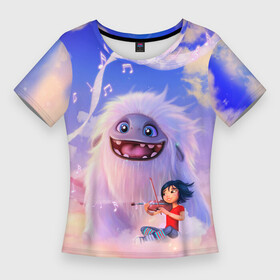Женская футболка 3D Slim с принтом Эверест Йети ,  |  | disney | dreamworks | fly | magic | pixar | великан | волшебство | девочка | детство | йетти | монстр | мультики | мультфильмы | облака | полет | приключения | снежный человек | чудовище