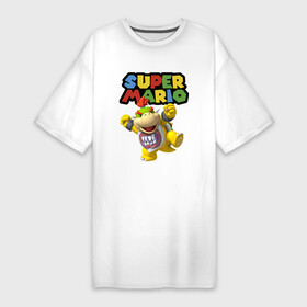 Платье-футболка хлопок с принтом Bowser Junior  Super Mario ,  |  | bowser junior | eyes | hero | jaw | smile | super mario | боузер | герой | глаза | пасть | персонаж | юниор