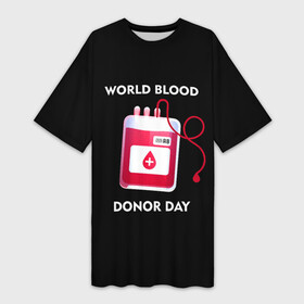 Платье-футболка 3D с принтом Капельница ,  |  | Тематика изображения на принте: благотворительность | донор | капельница | капля | крест | кровь | медицина | надпись
