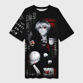 Платье-футболка 3D с принтом Токийский Гуль Иероглифы Tokyo Ghoul ,  |  | anime | dark | dead inside | ghoul | japan | kaneki | ken | red | tokyo | аниме | анимэ | гранж | гуль | дед | змея | иероглифы | инсайд | канеки | кен | молния | мульт | надпись | полосы | потертости | самурай | символ | тамура | токио