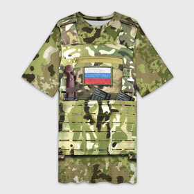 Платье-футболка 3D с принтом Бронежилет с боекомплектом ,  |  | армия | боекомплект | бронежилет | камуфляж | магазин акм | солдатский | флаг россии | шеврон | штык нож