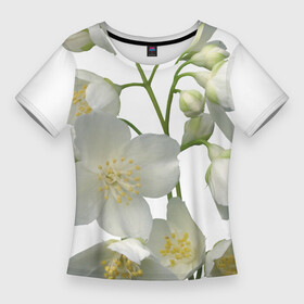 Женская футболка 3D Slim с принтом jasmine ,  |  | весна | жасмин | май | цветок | цветок жасмина