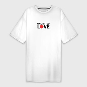 Платье-футболка хлопок с принтом Unlimited love ,  |  | Тематика изображения на принте: love | red hot chili peppers | rhcp | unlimited | бесконечная любовь | группа | любовь | перцы