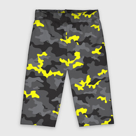 Велосипедки 3D с принтом Камуфляж Жёлто Чёрный ,  |  | black | camo | camouflage | gray | камуфляж | серый | чёрный