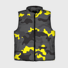 Женский жилет утепленный 3D с принтом Камуфляж Жёлто Серый ,  |  | camo | camouflage | gray | yellow | жёлтый | камуфляж | серый