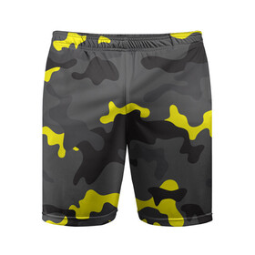 Мужские шорты спортивные с принтом Камуфляж Жёлто Серый ,  |  | camo | camouflage | gray | yellow | жёлтый | камуфляж | серый