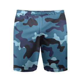 Мужские шорты спортивные с принтом Камуфляж Тёмный Синий ,  |  | blue | camo | camouflage | dark | камуфляж | синий | тёмный
