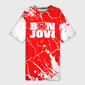 Платье-футболка 3D с принтом bon jovi Трещины ,  |  | bon | bon jovi | bon jovi remastered | island | jovi | rock