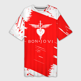 Платье-футболка 3D с принтом bon jovi. ,  |  | bon | bon jovi | bon jovi remastered | island | jovi | rock