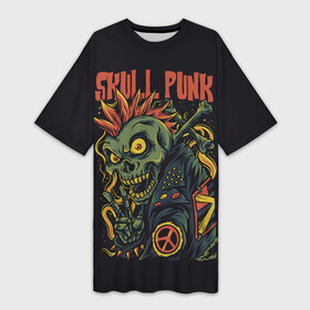 Платье-футболка 3D с принтом SKULL PUNK (Панк) ,  |  | anarchy | dead kennedys | exploited | garage rock | grunge | i | punks not dead | анархия | гаражный рок | гитара | гранж | ирокез | металл | музыка | панк | панк рок | пурген | рок музыка | рок н ролл | рокер | трэш метал | тяжелый рок | ха