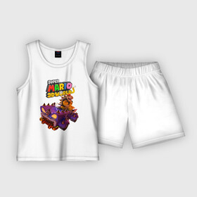 Детская пижама с шортами хлопок с принтом Точило Боузера  Super Mario 3D World ,  |  | bowser | bracelet | car | hero | jaw | super mario | video game | автомобиль | боузер | браслет | видеоигра | герой | пасть | супер марио
