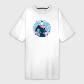 Платье-футболка хлопок с принтом Фигура Супермена ,  |  | dc | герой | кларк кент | комиксы | круг | персонаж | супермен | фигура
