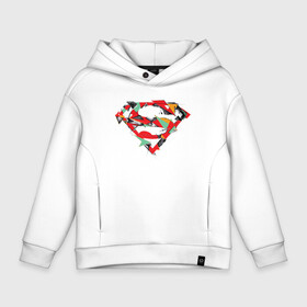 Детское худи Oversize хлопок с принтом Logo Superman , френч-терри — 70% хлопок, 30% полиэстер. Мягкий теплый начес внутри —100% хлопок | боковые карманы, эластичные манжеты и нижняя кромка, капюшон на магнитной кнопке | Тематика изображения на принте: dc | буква | герой | знак | кларк кент | комиксы | логотип | персонаж | супермен