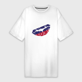 Платье-футболка хлопок с принтом Russian Kiss ,  |  | kiss | lips | love | russia | губы | патриот | поцелуй | россия | россиянин | русская | русский | страна | триколор | флаг
