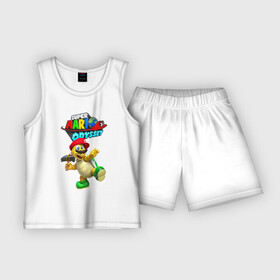 Детская пижама с шортами хлопок с принтом Super Odyssey  Hero turtle Koopa Troopa ,  |  | eyes | hero | koopa troopa | moustache | odyssey | super mario | turtle | video game | видеоигра | герой | глаза | персонаж | супер марио | черепаха