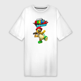 Платье-футболка хлопок с принтом Super Odyssey  Hero turtle Koopa Troopa ,  |  | eyes | hero | koopa troopa | moustache | odyssey | super mario | turtle | video game | видеоигра | герой | глаза | персонаж | супер марио | черепаха