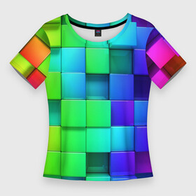 Женская футболка 3D Slim с принтом Color geometrics pattern  Vanguard ,  |  | color | fashion | neon | pattern | vanguard | авангард | мода | неон | узор | цвет