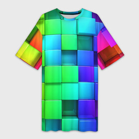 Платье-футболка 3D с принтом Color geometrics pattern  Vanguard ,  |  | color | fashion | neon | pattern | vanguard | авангард | мода | неон | узор | цвет