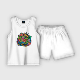 Детская пижама с шортами хлопок с принтом Джунгли и Цветы ,  |  | Тематика изображения на принте: абстракция | веселье | весна | джунги | природа | узоры | цветы